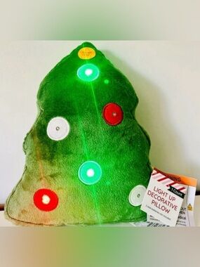 NEW! Bullseye Playground Christmas Tree Light Up Plush Throw Pillow-(NWT)